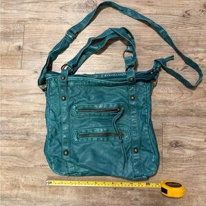 Maurices Teal Shoulder/Crossbody Bag with Zipper Accents
